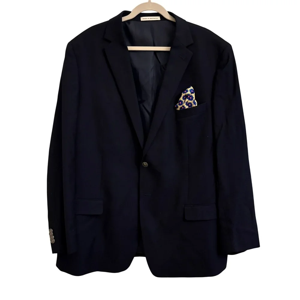 Reda Joseph Abboud Navy Blue Blazer Mens Suit Jacket Business Career Sz 50R
